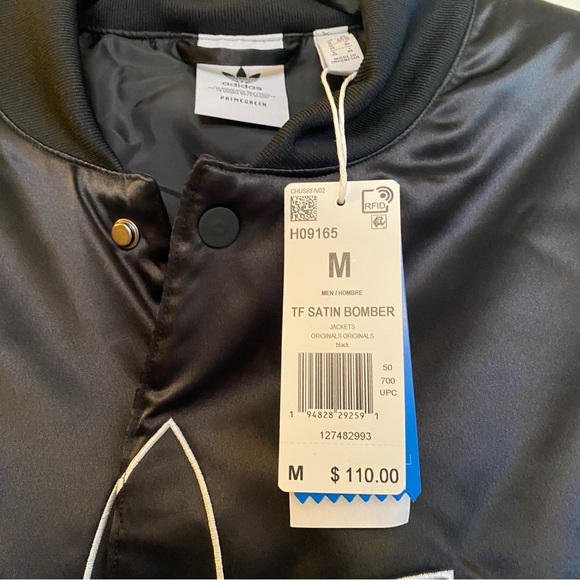 NWT Adidas Originals Men's Adicolor Trefoil Satin H09165 Bomber Jacket - Picture 9 of 14